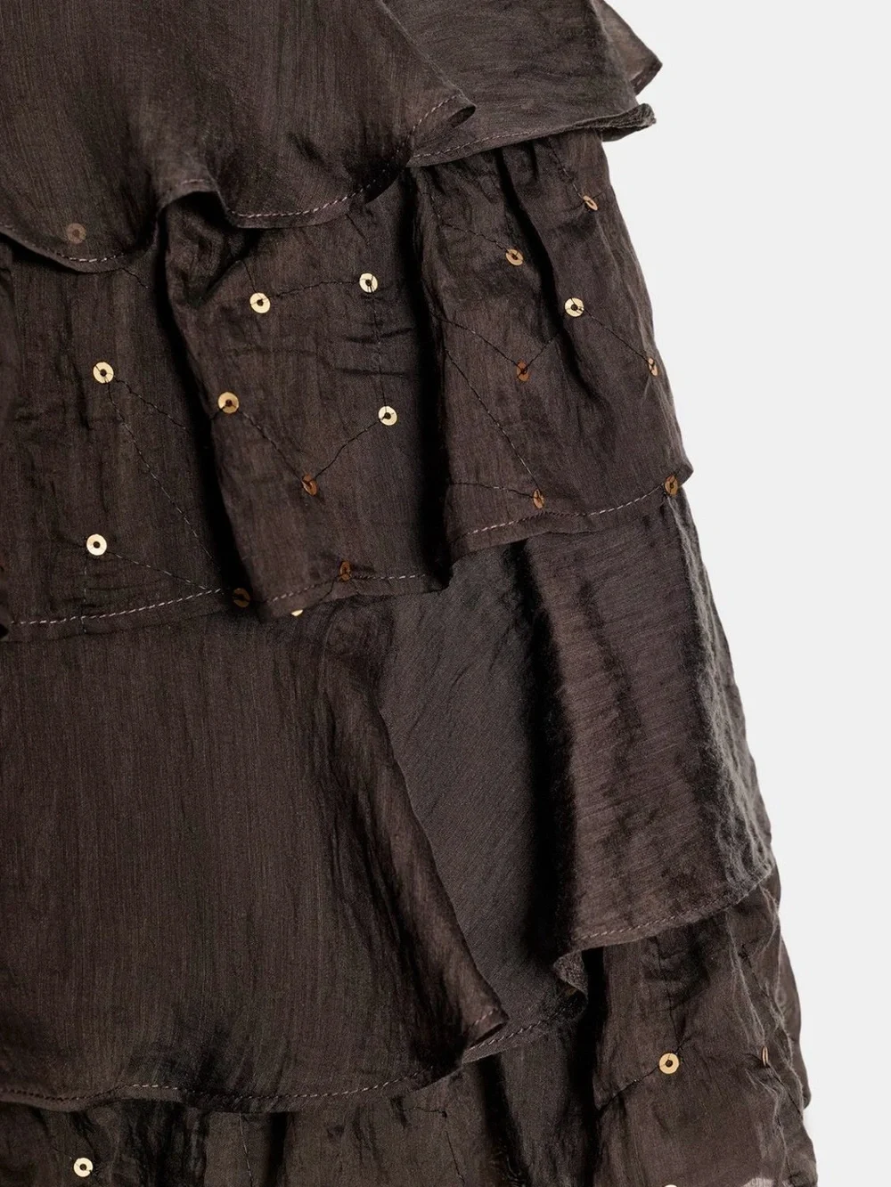 BNWT Zara Brown Ruffle Sequin Mini Skirt